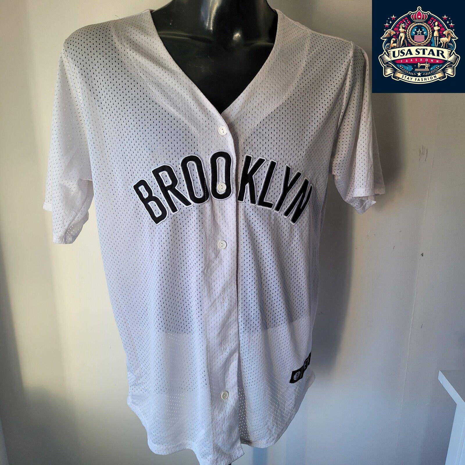 Brooklyn Nets Starter White Scout Baseball Fashion Jersey, Used, Chest 42", Classic Logo Design - USASTARFASHION