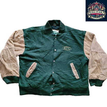 Burk's Bay Men's Wool Leather Jacket - XL Montpelier Nut Real Leather Sleeves, Timeless Style - USASTARFASHION