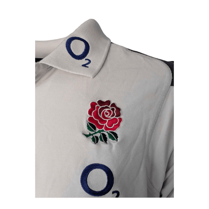 Canterbury England Rugby Polo Shirt 3XL White O2 Sponsor Red Rose Crest Top - USASTARFASHION
