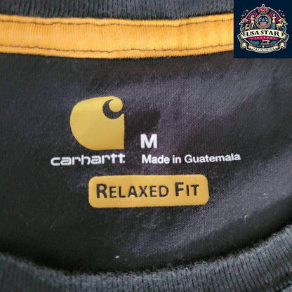Carhartt Long Sleeve Shirt for Men, Charcoal Relaxed Fit, Durable 60% Cotton Blend, Size M - USASTARFASHION