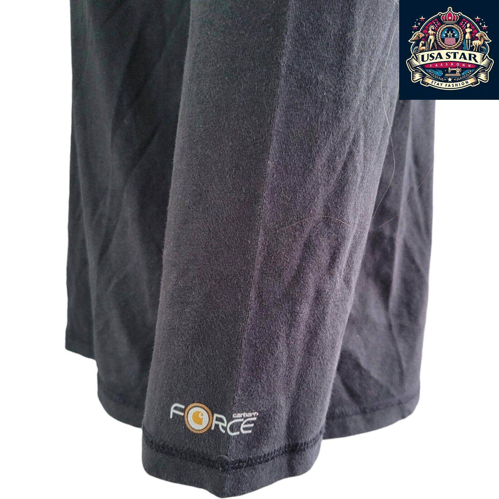 Carhartt Long Sleeve Shirt for Men, Charcoal Relaxed Fit, Durable 60% Cotton Blend, Size M - USASTARFASHION