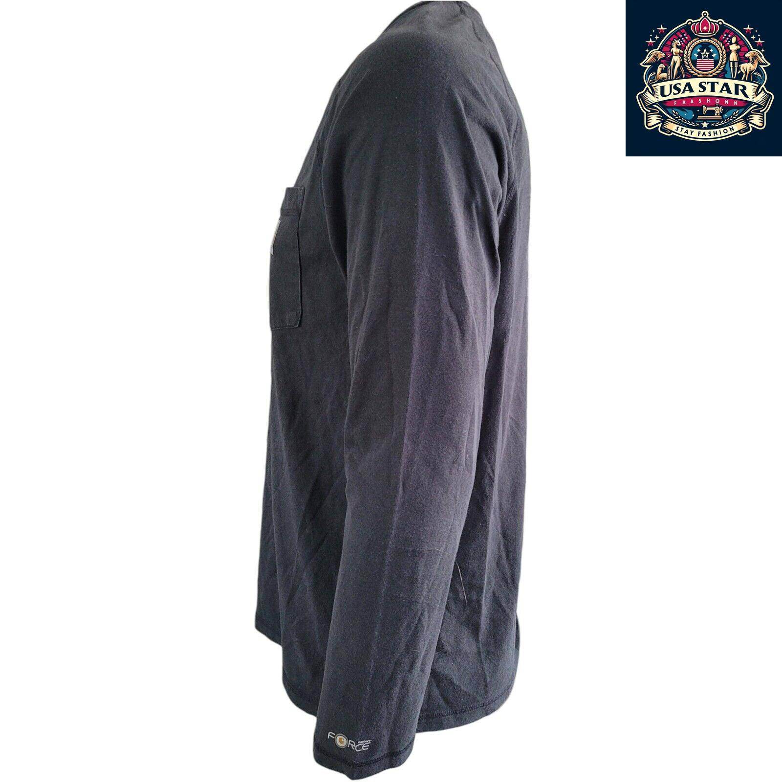 Carhartt Long Sleeve Shirt for Men, Charcoal Relaxed Fit, Durable 60% Cotton Blend, Size M - USASTARFASHION