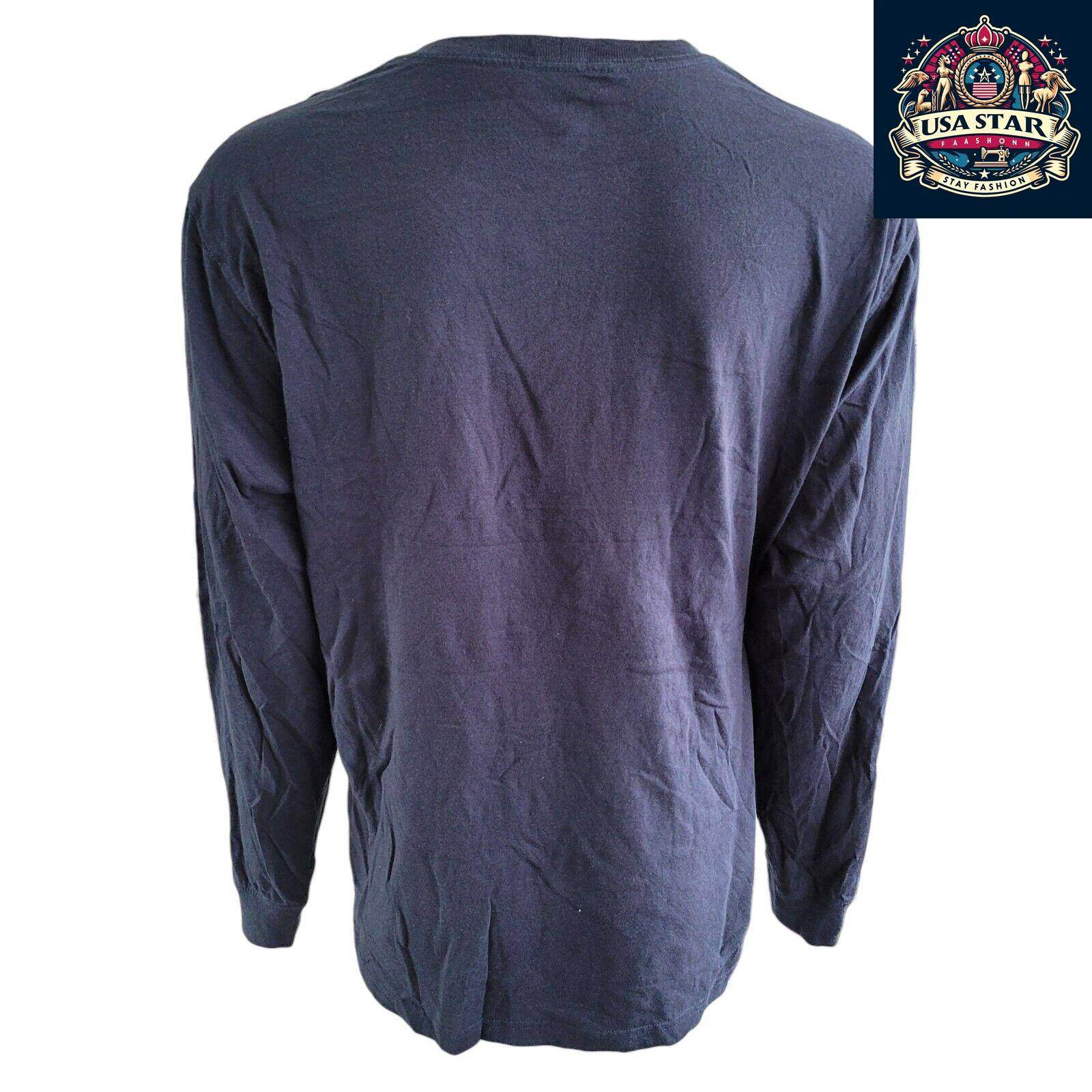 Carhartt Long Sleeve T-Shirt for Men, L, Navy Blue, 100% Cotton, Vintage Style, Durable Design - USASTARFASHION