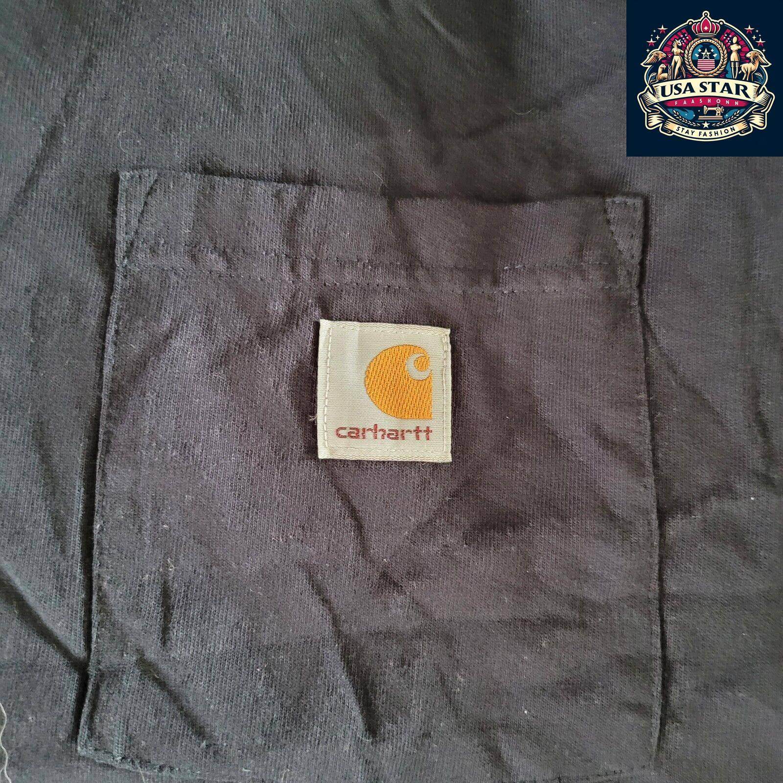 Carhartt Long Sleeve T-Shirt for Men, L, Navy Blue, 100% Cotton, Vintage Style, Durable Design - USASTARFASHION