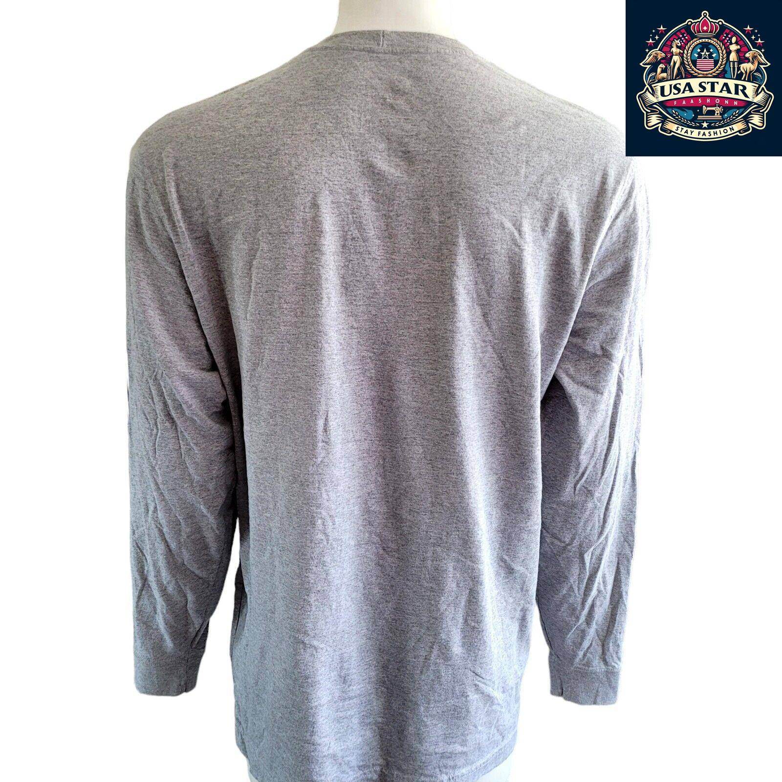 Carhartt Long Sleeve T-Shirt L Tall Original Fit Heather Grey With Front Pocket for Comfort - USASTARFASHION
