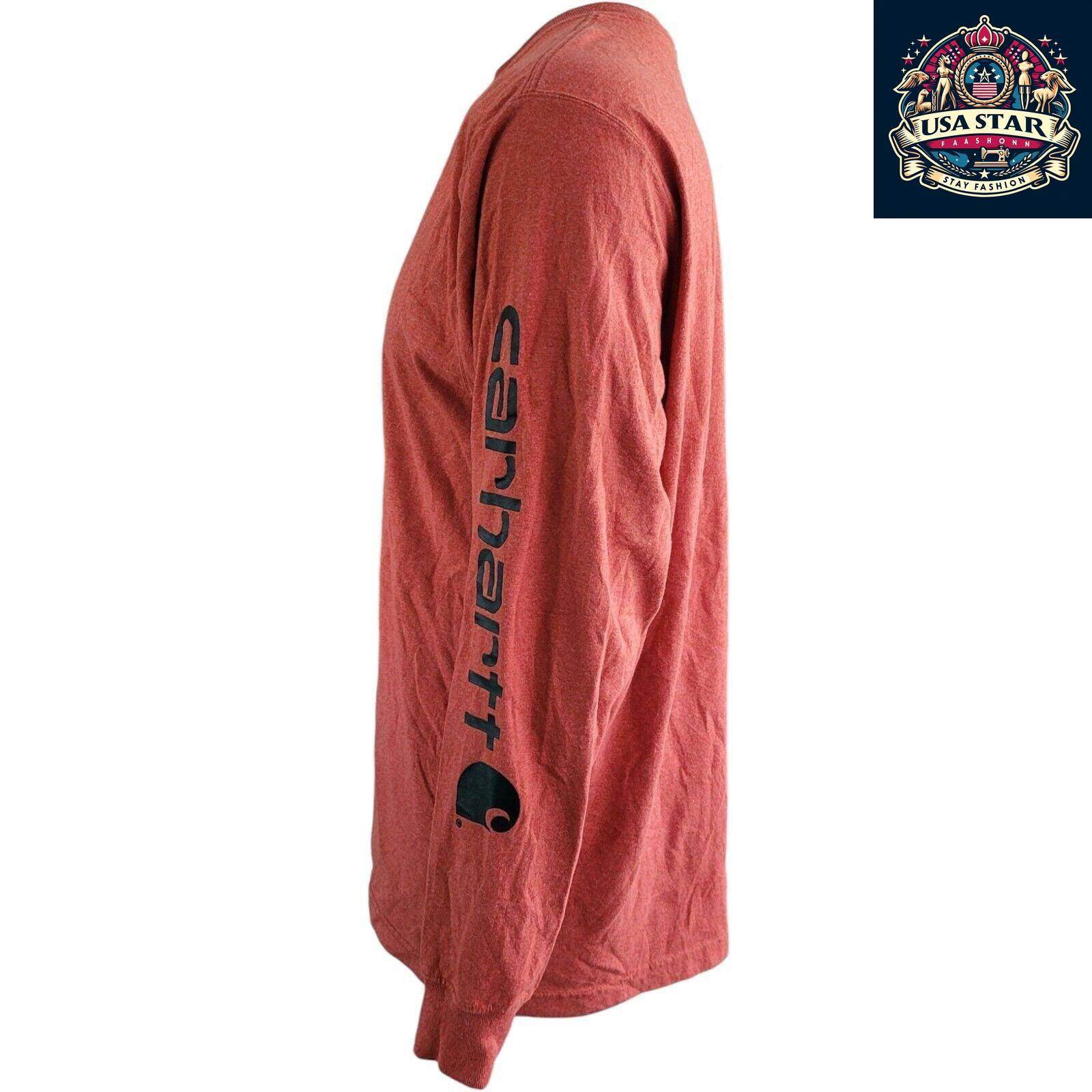 Carhartt Red Long Sleeve Shirt L | Vintage Original Fit 60% Cotton 40% Polyester Durable Comfort - USASTARFASHION