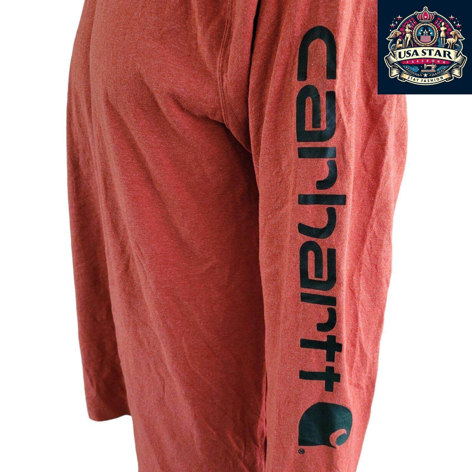 Carhartt Red Long Sleeve Shirt L | Vintage Original Fit 60% Cotton 40% Polyester Durable Comfort - USASTARFASHION
