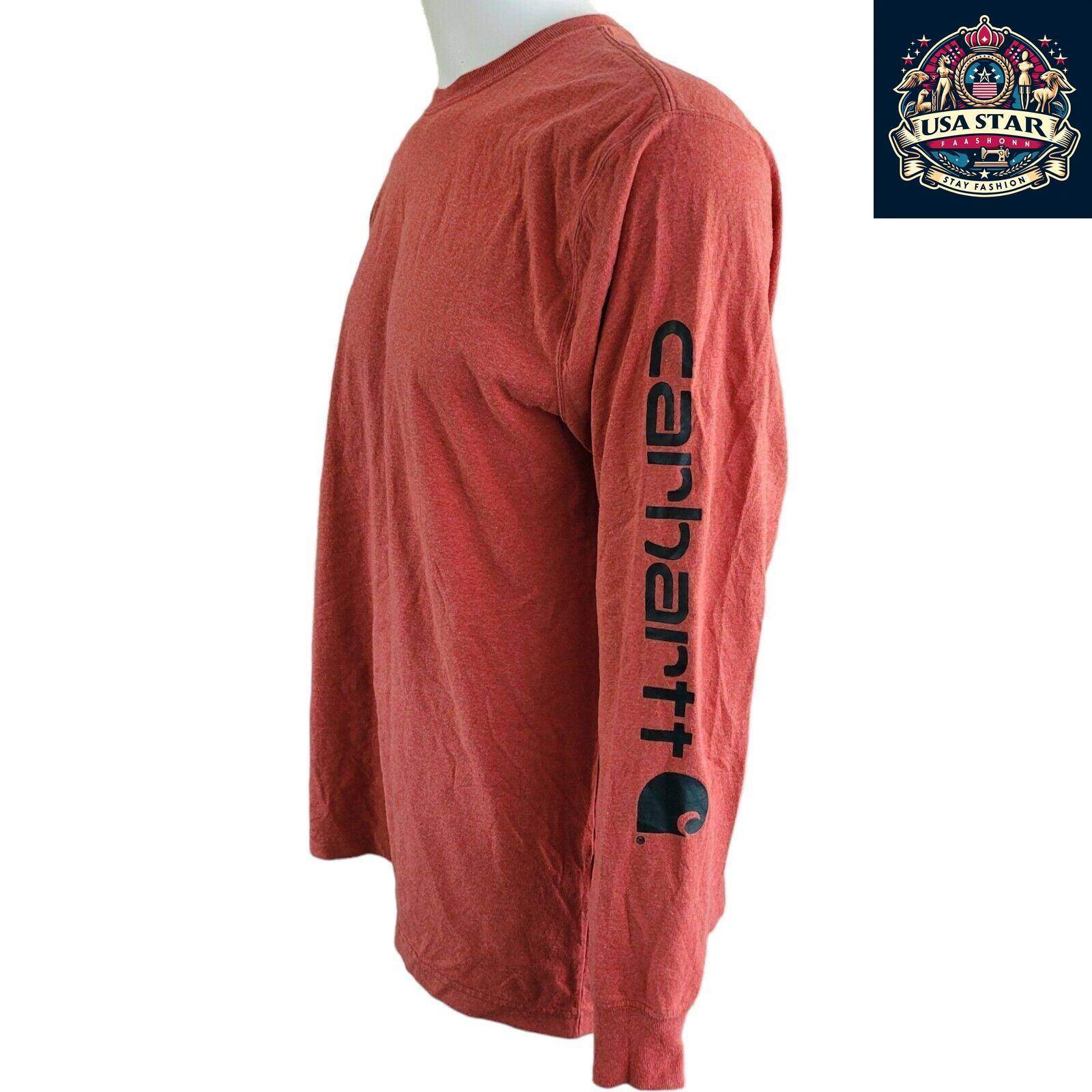 Carhartt Red Long Sleeve Shirt L | Vintage Original Fit 60% Cotton 40% Polyester Durable Comfort - USASTARFASHION