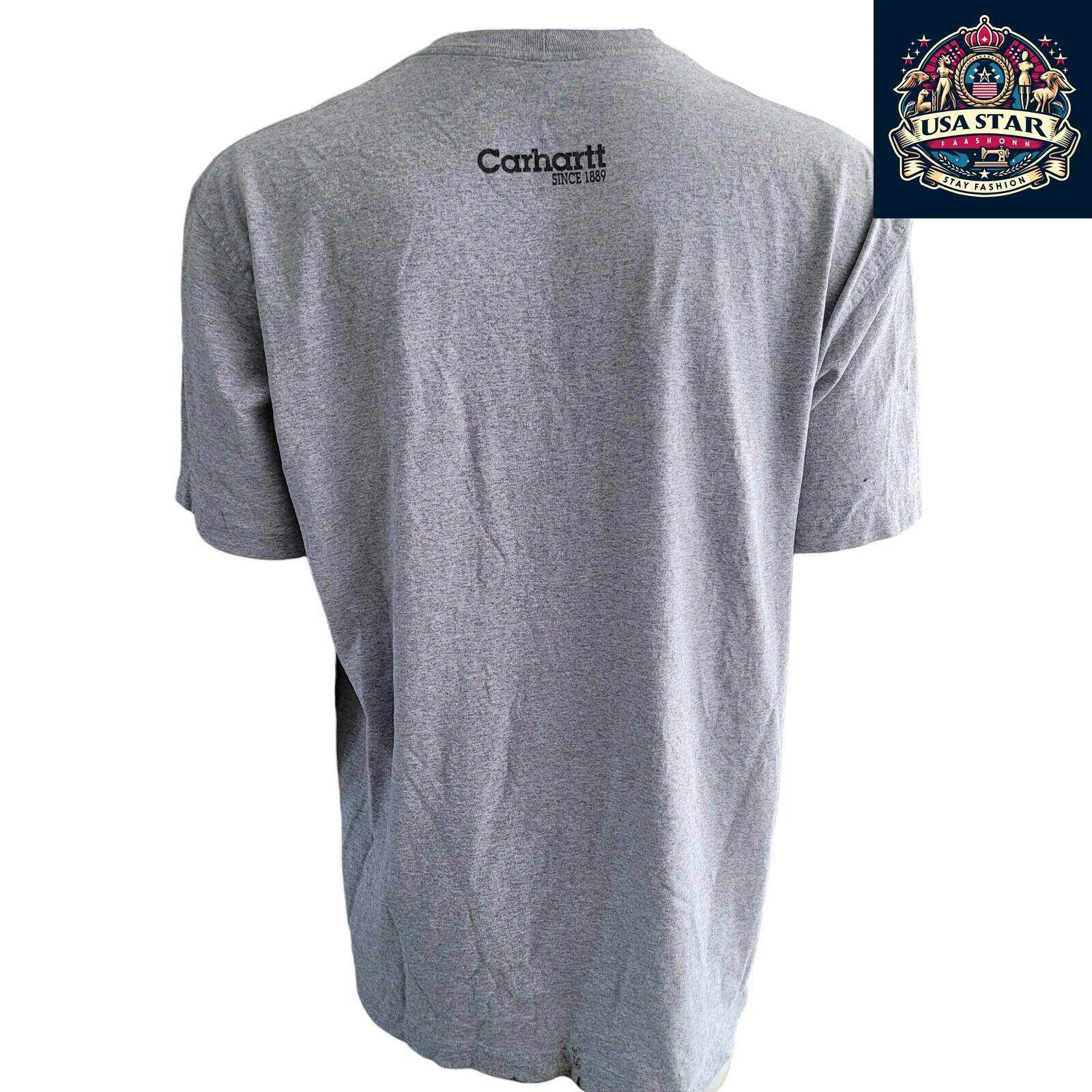 Carhartt Short Sleeve Shirt XL - Soft Gray Cotton Blend, Breathable Comfort, Iconic Logo - USASTARFASHION