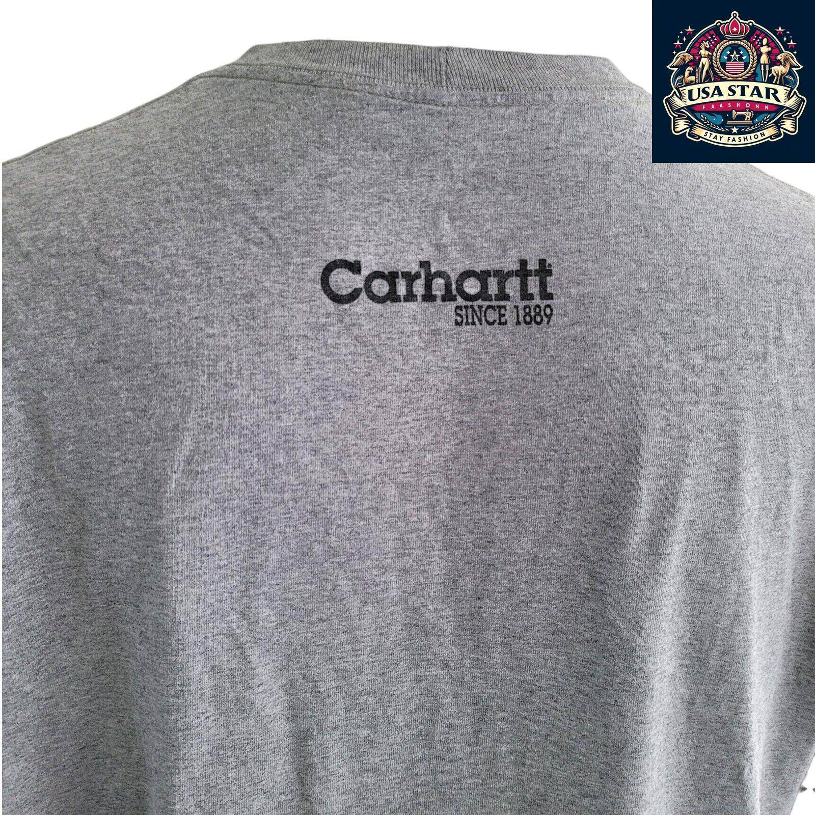 Carhartt Short Sleeve Shirt XL - Soft Gray Cotton Blend, Breathable Comfort, Iconic Logo - USASTARFASHION