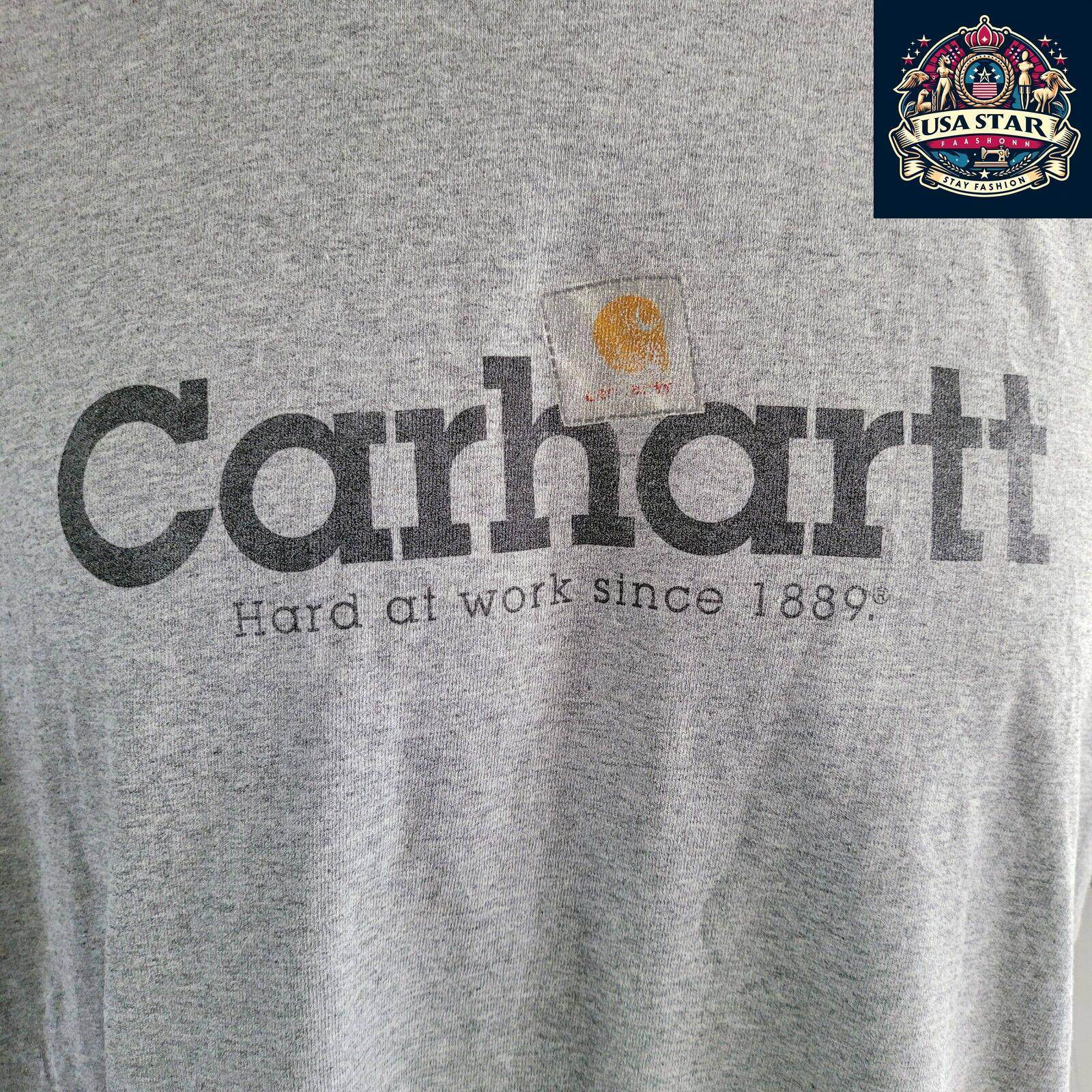 Carhartt Short Sleeve Shirt XL - Soft Gray Cotton Blend, Breathable Comfort, Iconic Logo - USASTARFASHION