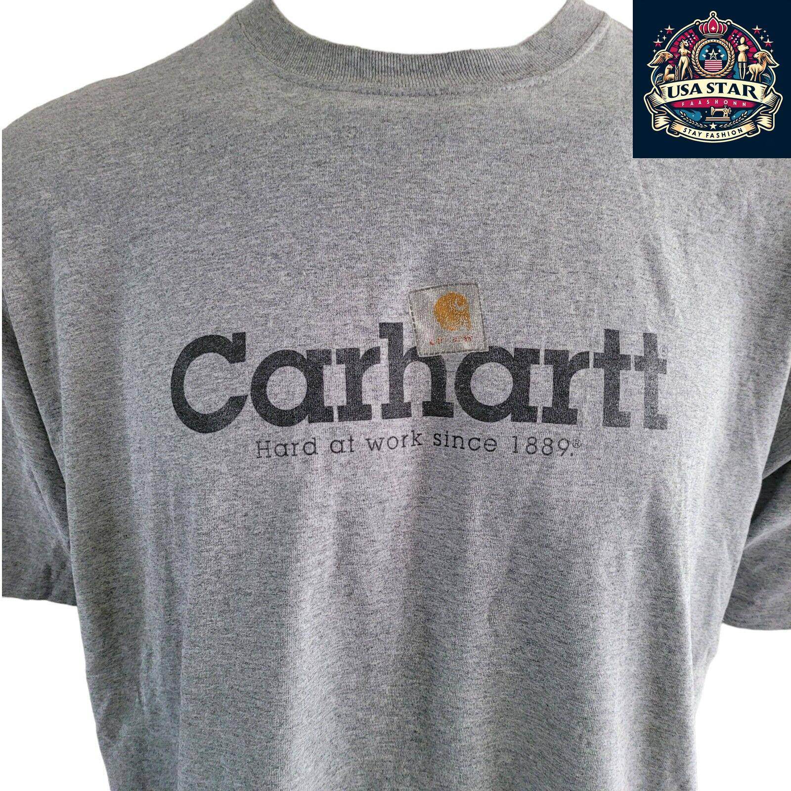 Carhartt Short Sleeve Shirt XL - Soft Gray Cotton Blend, Breathable Comfort, Iconic Logo - USASTARFASHION