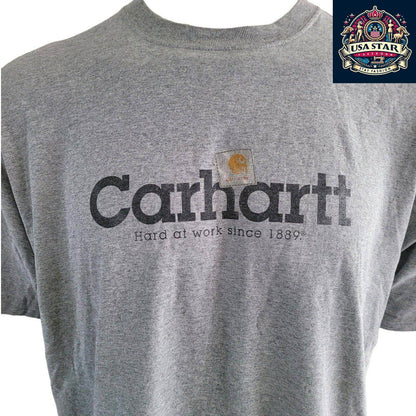 Carhartt Short Sleeve Shirt XL - Soft Gray Cotton Blend, Breathable Comfort, Iconic Logo - USASTARFASHION