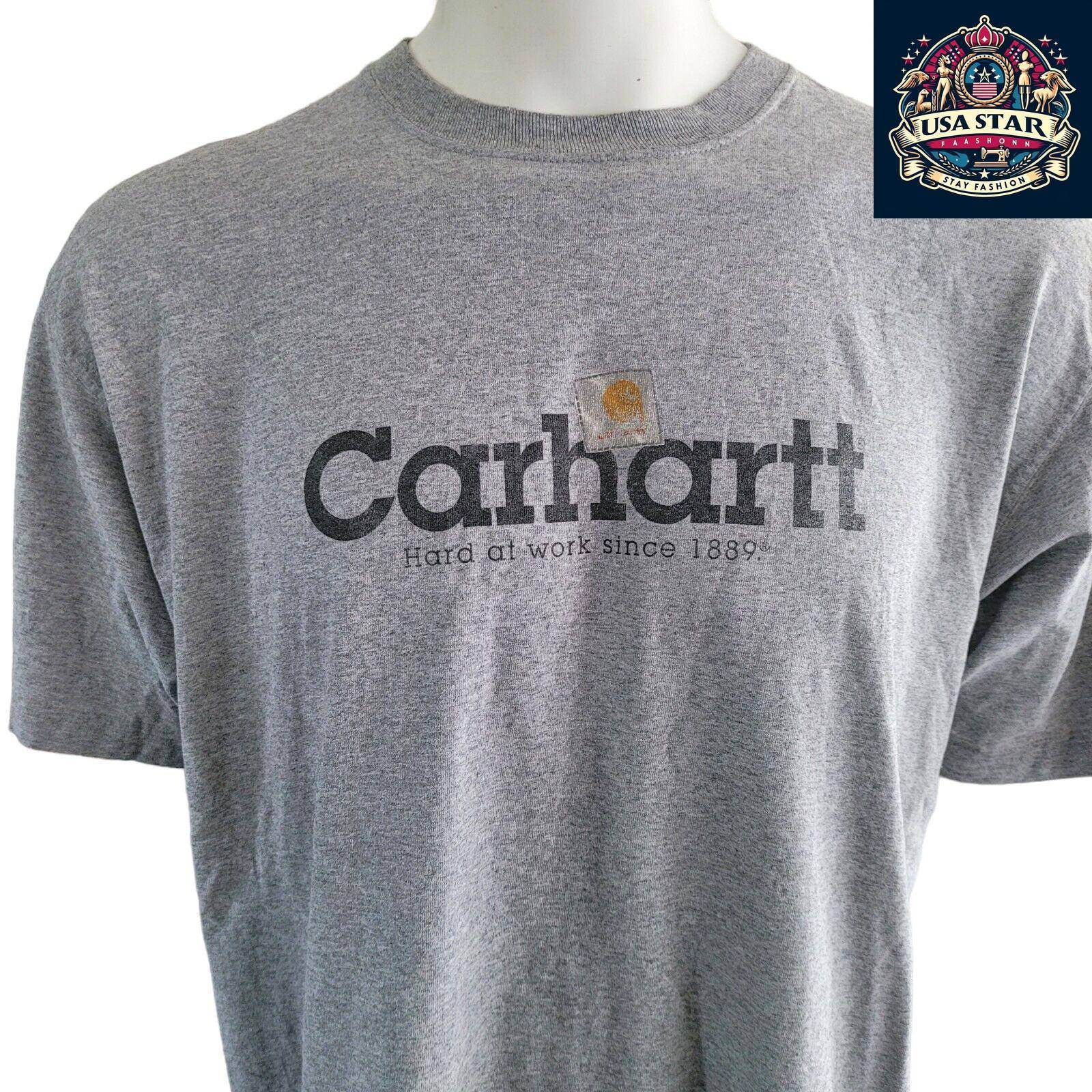 Carhartt Short Sleeve Shirt XL - Soft Gray Cotton Blend, Breathable Comfort, Iconic Logo - USASTARFASHION