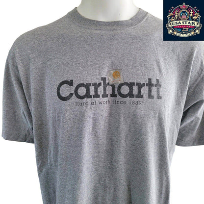 Carhartt Short Sleeve Shirt XL - Soft Gray Cotton Blend, Breathable Comfort, Iconic Logo - USASTARFASHION