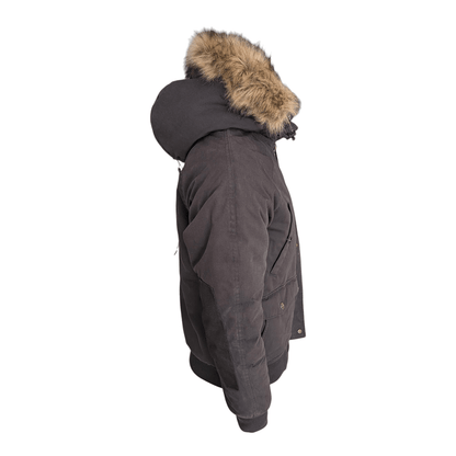 Carhartt WIP Trapper Jacket Black Faux Fur Hood Men’s Size S Small Winter Parka - USASTARFASHION