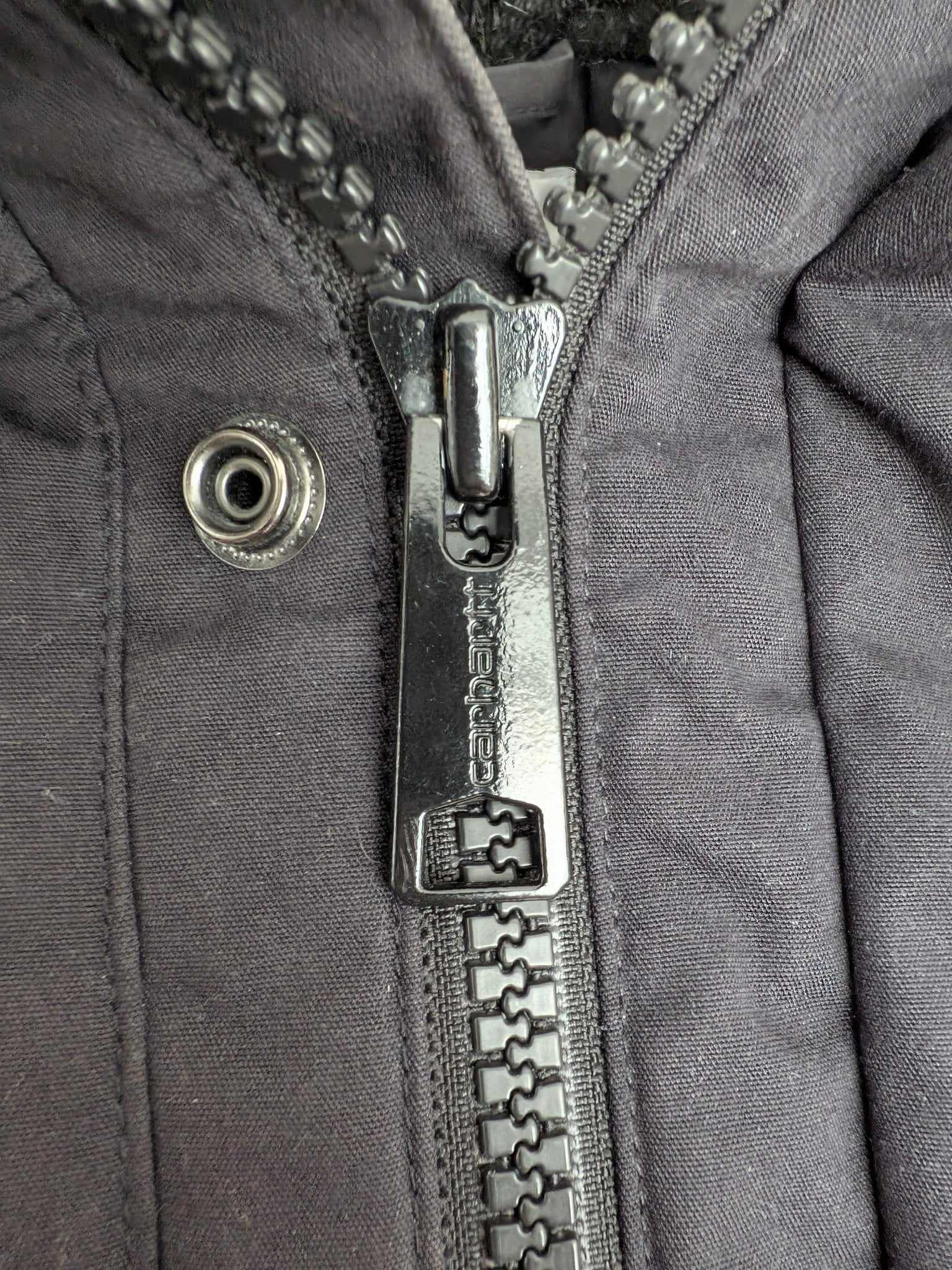 Carhartt WIP Trapper Jacket Black Faux Fur Hood Men’s Size S Small Winter Parka - USASTARFASHION
