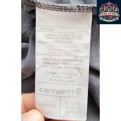 Carhartt Youth Long Sleeve T-Shirt Gray XL (16 - 18) - Soft, Durable Crew Neck for Everyday Wear - USASTARFASHION