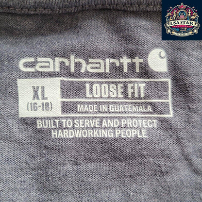 Carhartt Youth Long Sleeve T-Shirt Gray XL (16 - 18) - Soft, Durable Crew Neck for Everyday Wear - USASTARFASHION