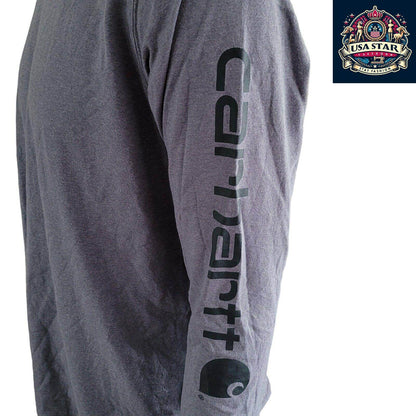 Carhartt Youth Long Sleeve T-Shirt Gray XL (16 - 18) - Soft, Durable Crew Neck for Everyday Wear - USASTARFASHION