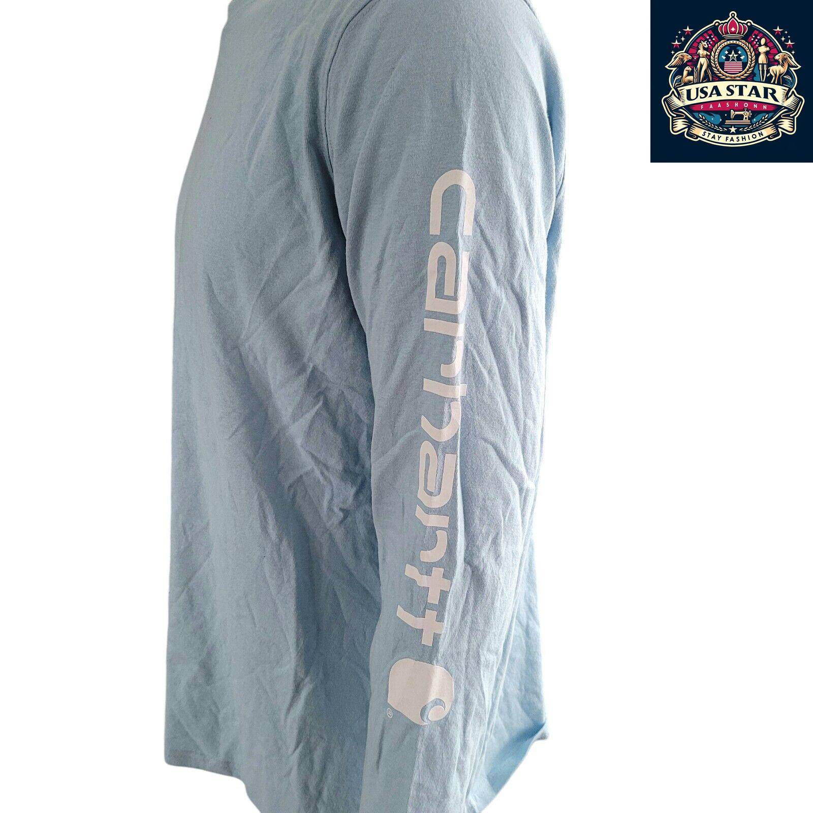 Carhartt Youth Shirt XL (16 - 18) Light Blue Long Sleeve, 100% Cotton, Loose Fit, Stylish Comfort - USASTARFASHION