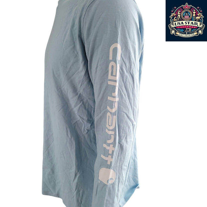 Carhartt Youth Shirt XL (16 - 18) Light Blue Long Sleeve, 100% Cotton, Loose Fit, Stylish Comfort - USASTARFASHION