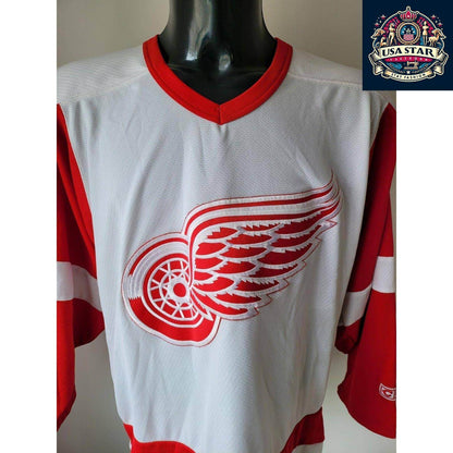 CCM NHL Red Wings Jersey 21 KARRERA, Medium, Breathable Fabric, Authentic Team Colors - USASTARFASHION