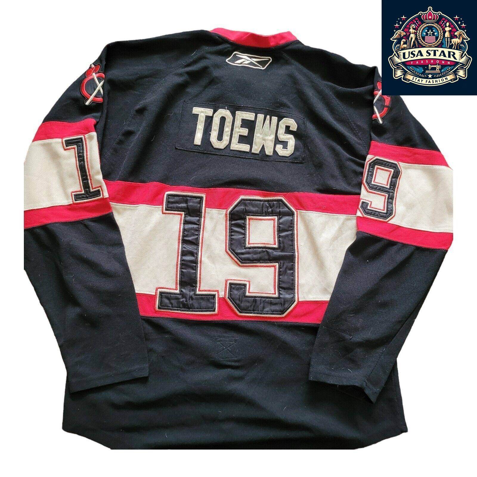 CCM Reebok NHL Chicago Blackhawks Jonathan Toews 19 Jersey Size 54 (L) - Stylish Black Design - USASTARFASHION