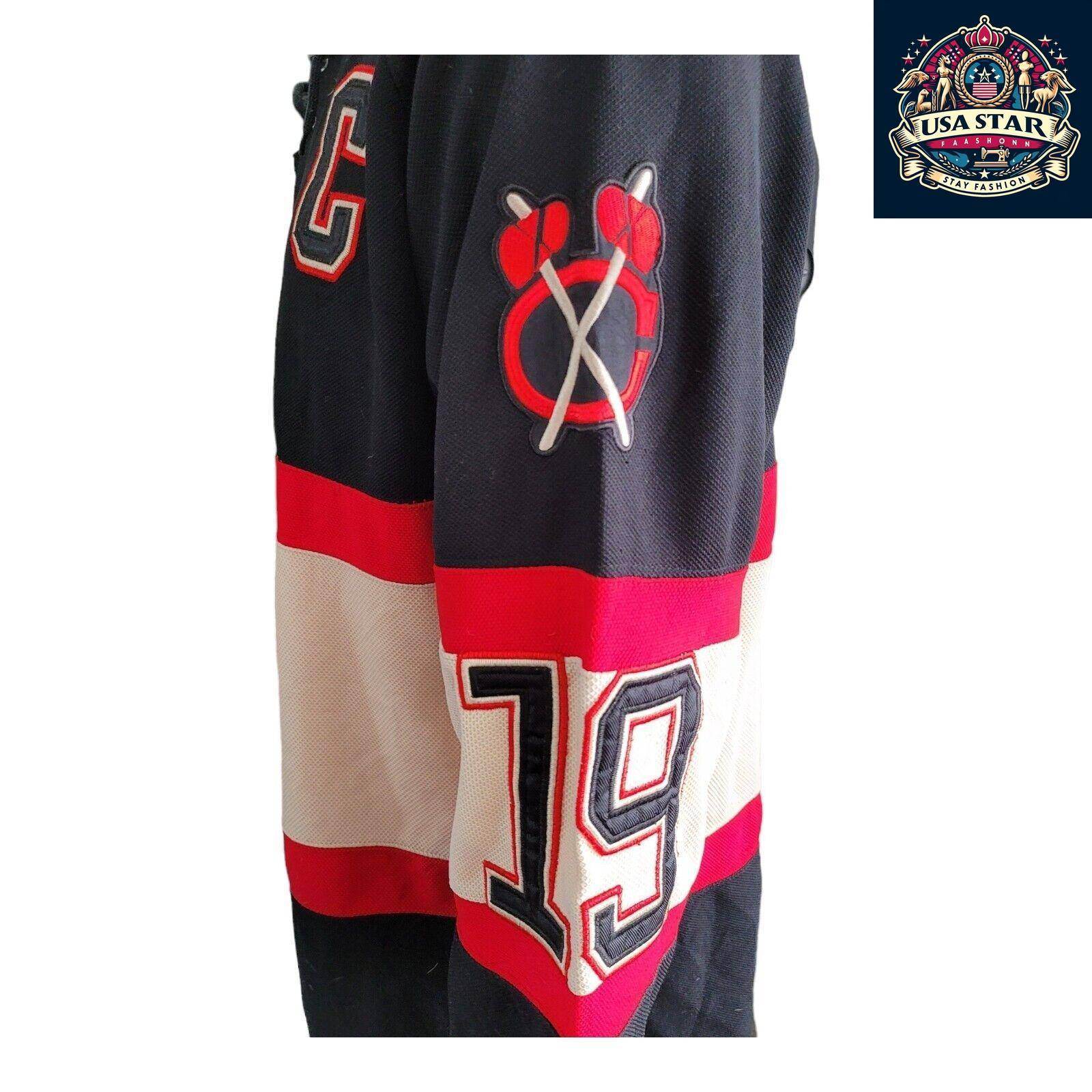 CCM Reebok NHL Chicago Blackhawks Jonathan Toews 19 Jersey Size 54 (L) - Stylish Black Design - USASTARFASHION