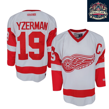 CCM Steve Yzerman 19 Detroit Red Wings Jersey for Adults - Official NHL Merchandise, Size M - USASTARFASHION