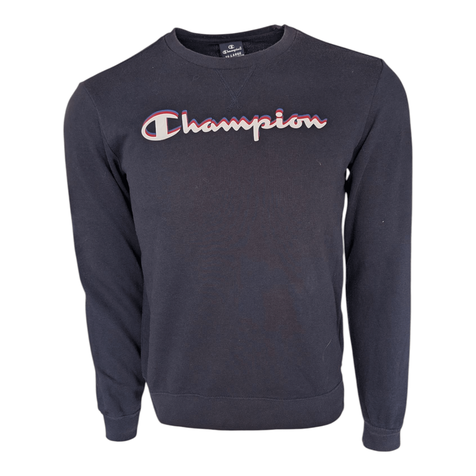 Champion Youth 2XL Sweatshirt Black Crewneck Pullover Logo Jumper (Fits Adult Sm - USASTARFASHION