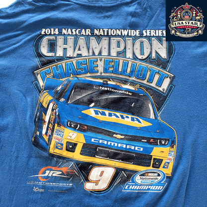 Chase Authentics NASCAR Chase Elliott T-Shirt XL Black Cotton 2014 Nationwide Champion Apparel - USASTARFASHION