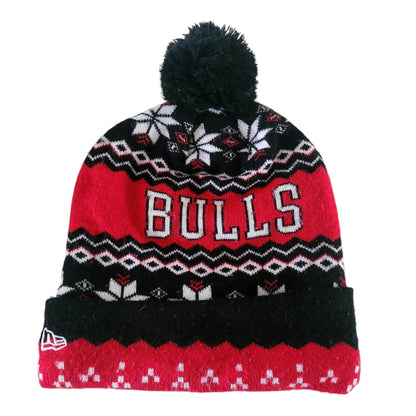 Chicago Bulls New Era Hardwood Classics Pom - Pom Beanie - USASTARFASHION