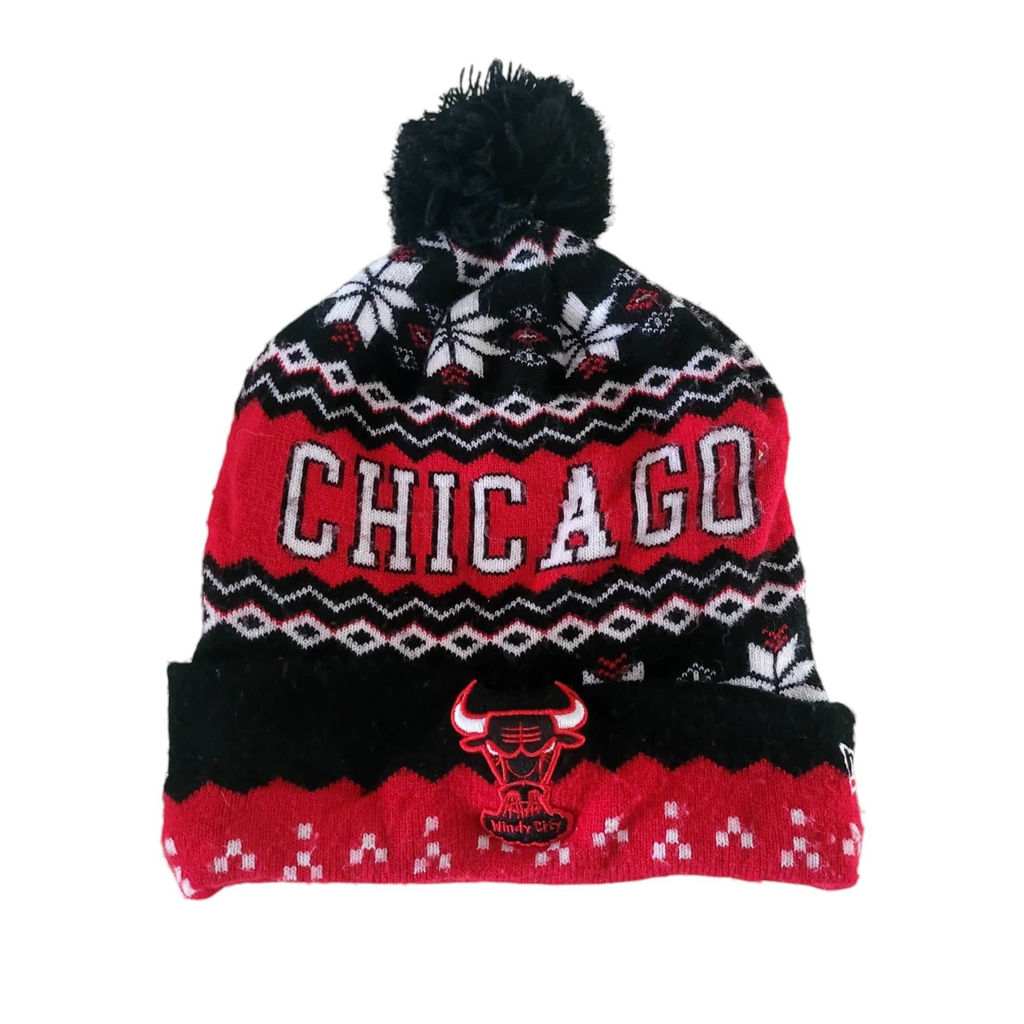 Chicago Bulls New Era Hardwood Classics Pom - Pom Beanie - USASTARFASHION