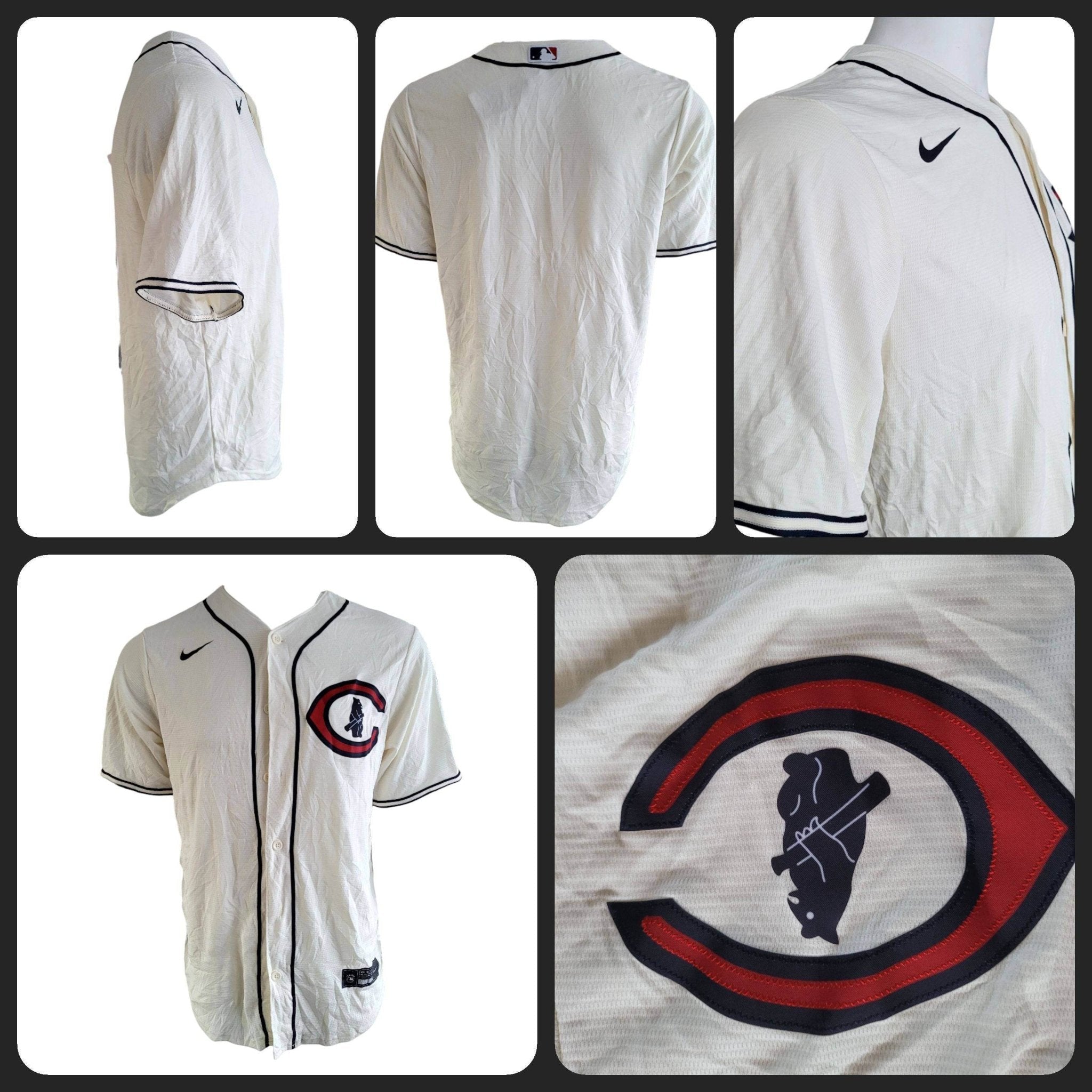 Chicago Cubs Jersey - Nike Authentic MLB Baseball Jersey, Medium, White with Black Trim, New w/Tags - USASTARFASHION