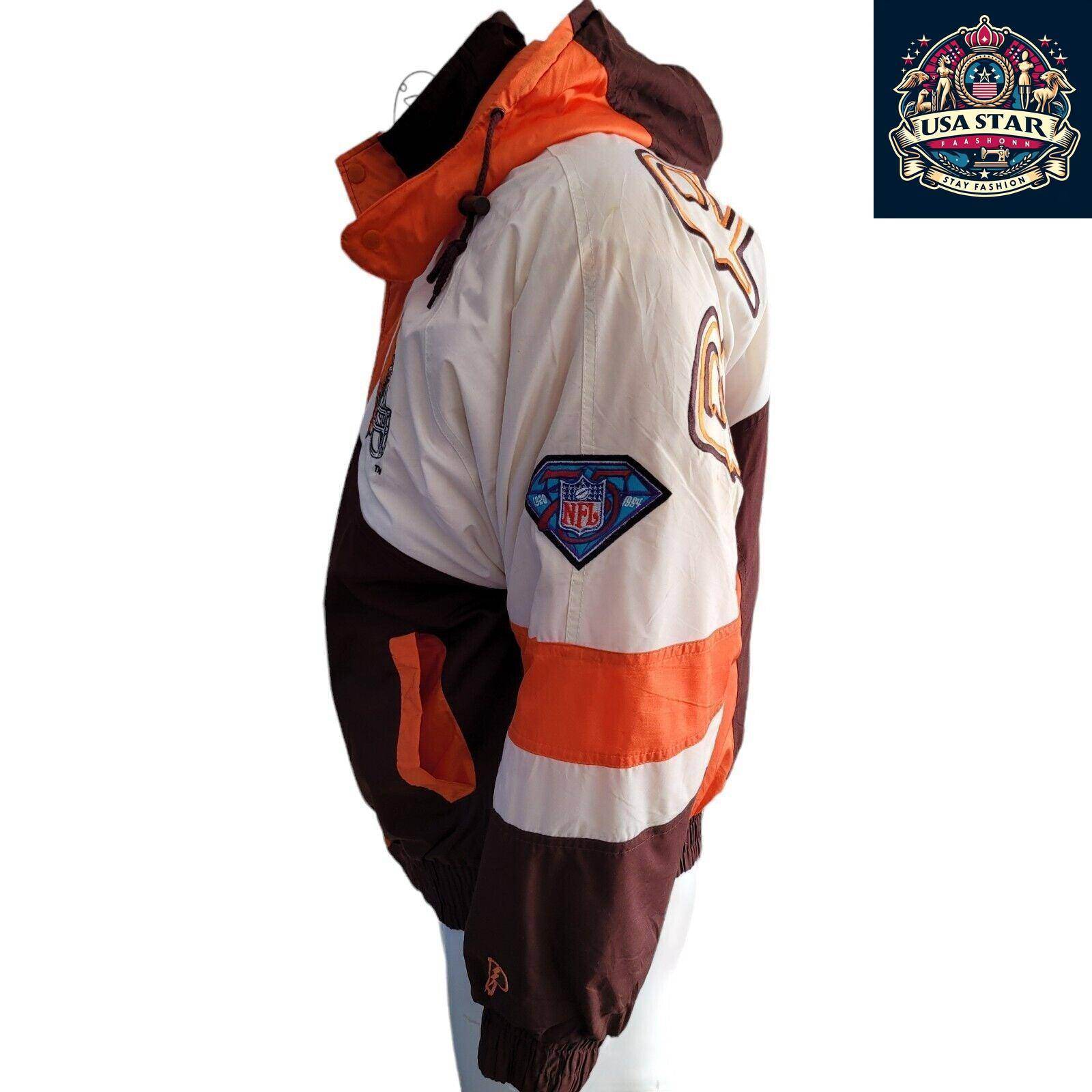 Cleveland Browns Jacket Pro Player 90s Vintage Style Men's Small - Medium with Hoodie and Embroidery - USASTARFASHION