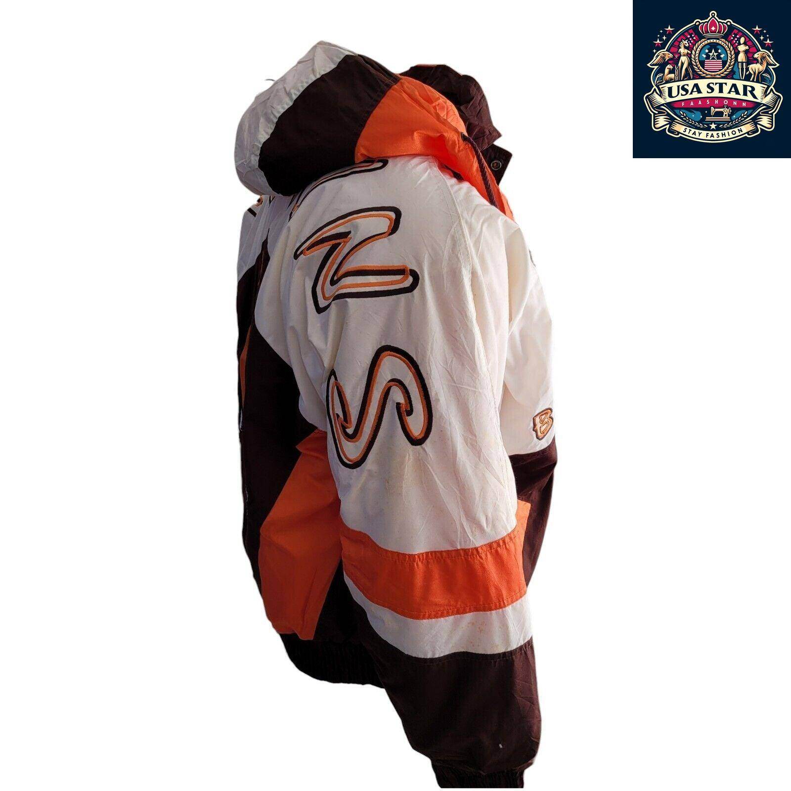 Cleveland Browns Jacket Pro Player 90s Vintage Style Men's Small - Medium with Hoodie and Embroidery - USASTARFASHION