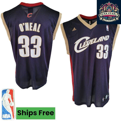 Cleveland Cavaliers Jersey 33 O'Neal by Adidas - Authentic Size L Basketball Shirt - USASTARFASHION