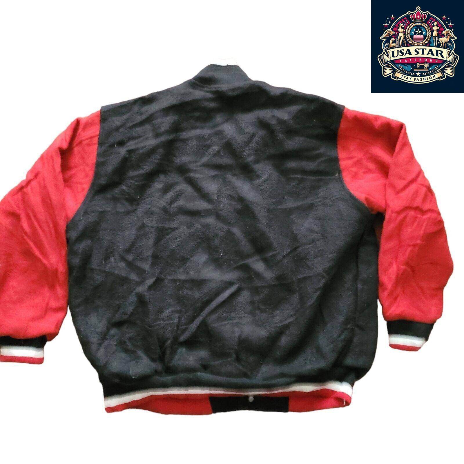 Coca Cola Bomber Jacket Men's XL Fleece Lined Maroon Wool Red Sleeves Auburn Sportswear - USASTARFASHION