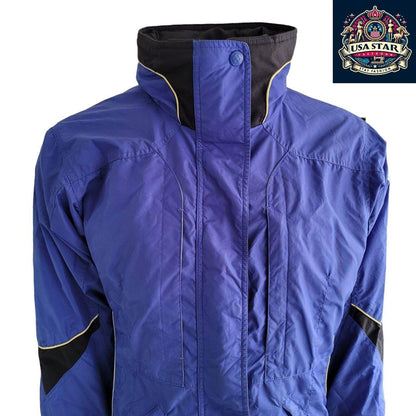 Columbia Blue Women's Jacket Size S - Durable Nylon Raincoat for Casual and Outdoor Use - USASTARFASHION