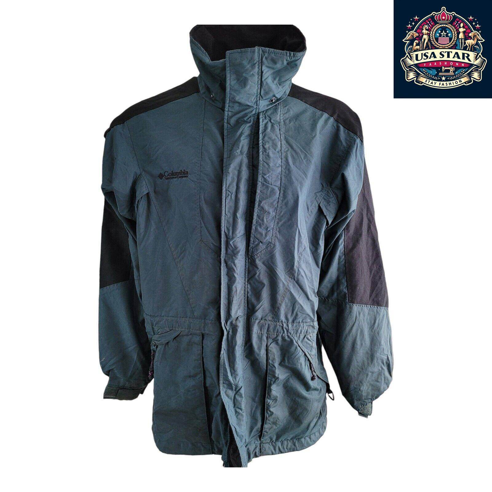 Columbia Raincoat Double Whammy Men's Size M, Dark Green, Water - Resistant Nylon, Stylish Fit - USASTARFASHION