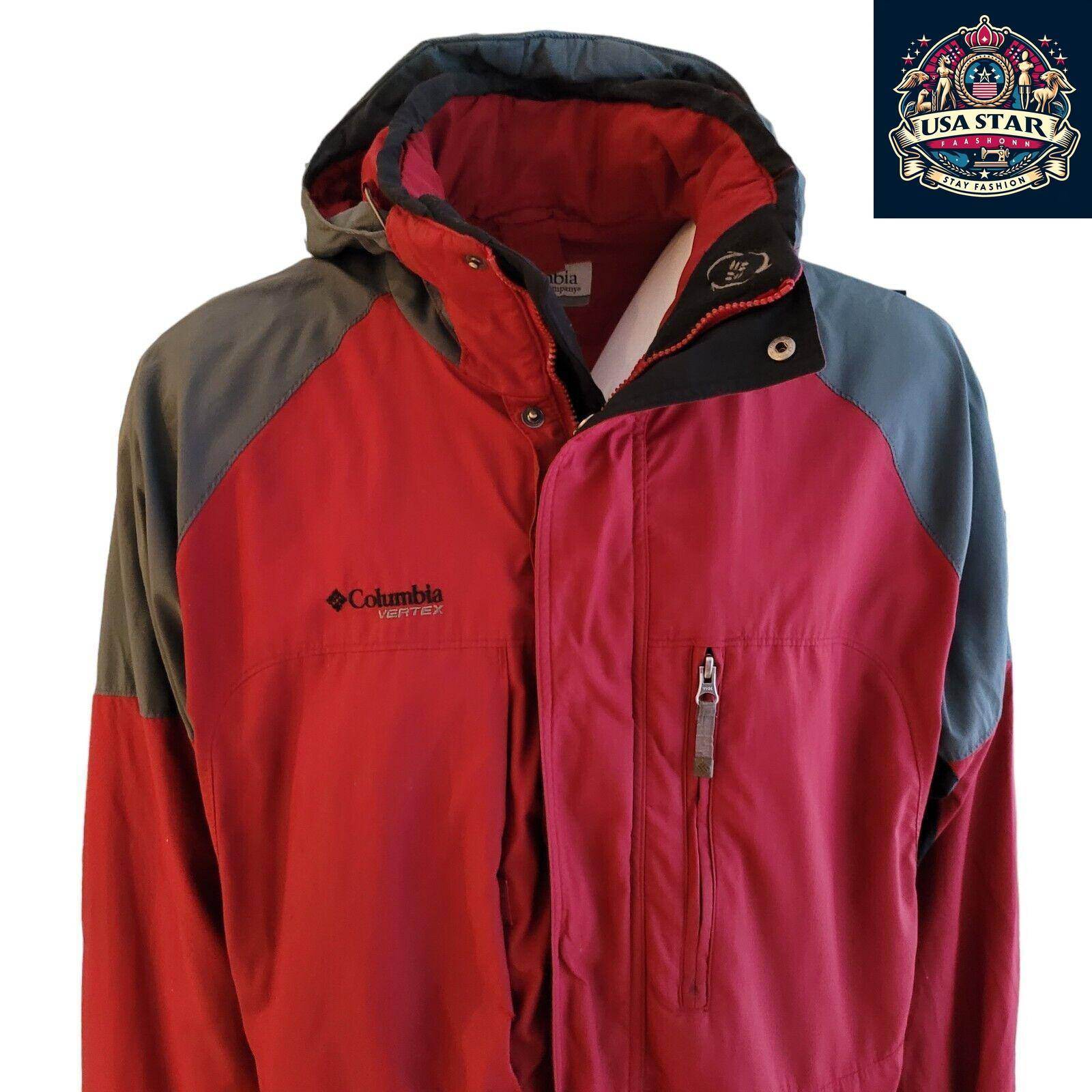 Columbia Vertex Core Jacket XL Burgundy Waterproof Mid - Length Parka for All Seasons - USASTARFASHION