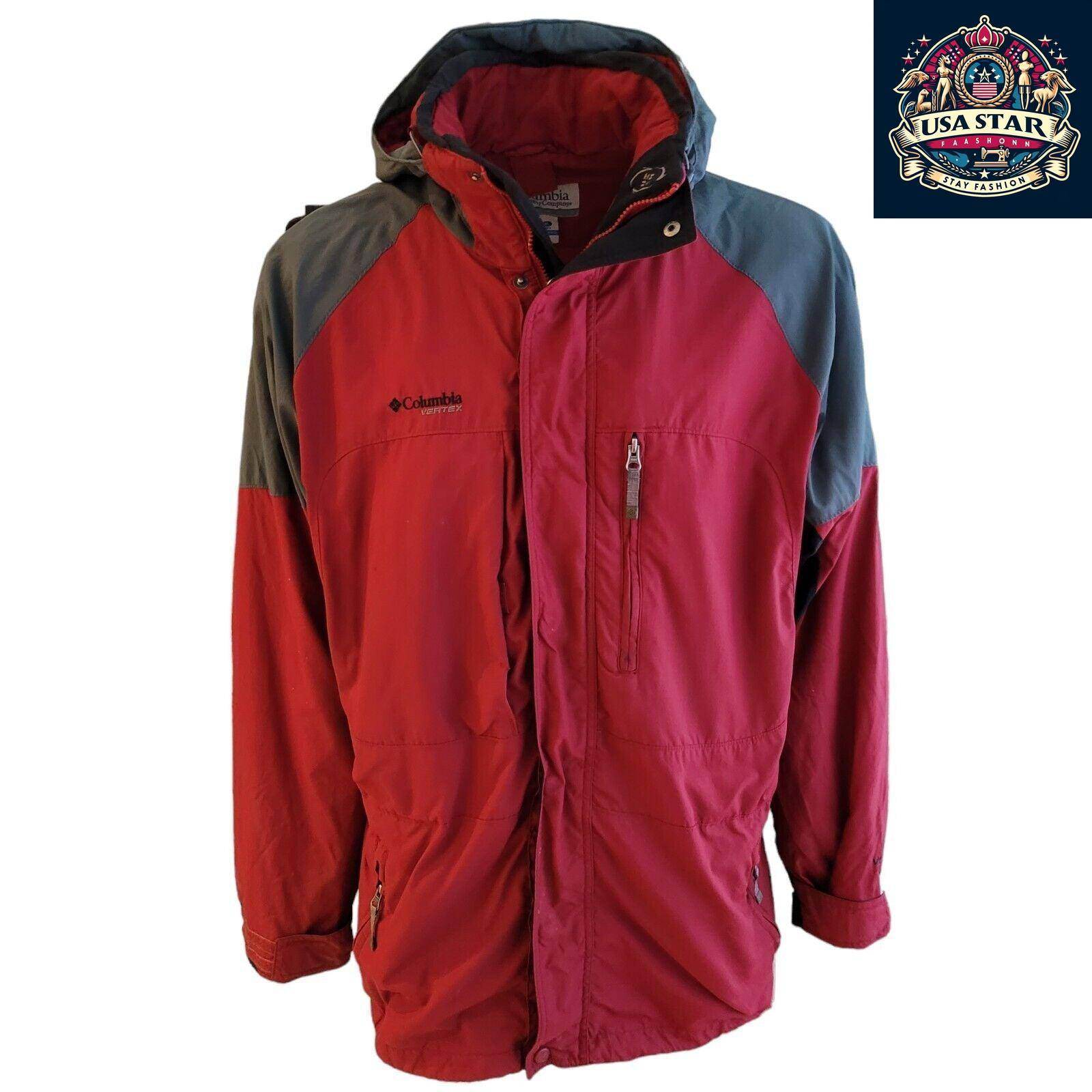 Columbia Vertex Core Jacket XL Burgundy Waterproof Mid - Length Parka for All Seasons - USASTARFASHION