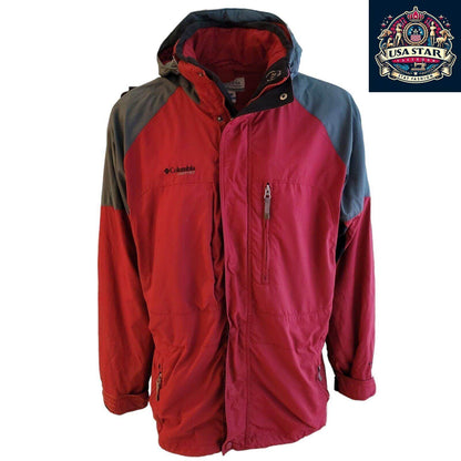 Columbia Vertex Core Jacket XL Burgundy Waterproof Mid - Length Parka for All Seasons - USASTARFASHION