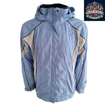 Columbia Waterproof Jacket For Women - Lightweight, Stylish, Sky Blue, Adjustable Hood, Versatile Outdoors - USASTARFASHION