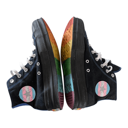 Converse Chuck Taylor All Star Hi Pride Edition UK 8 Black Rainbow Sole LGBTQ Sneakers - USASTARFASHION