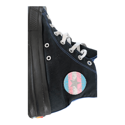 Converse Chuck Taylor All Star Hi Pride Edition UK 8 Black Rainbow Sole LGBTQ Sneakers - USASTARFASHION