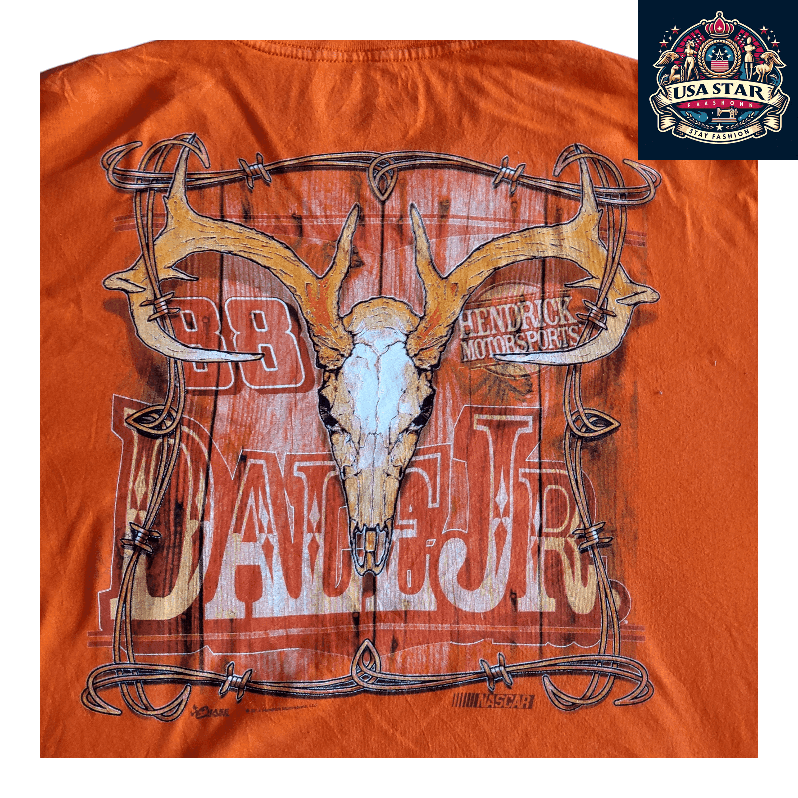 Dale Earnhardt Jr. 88 Vintage Racing T-Shirt 2XL Orange - Breathable Comfort by Chase Authentics - USASTARFASHION