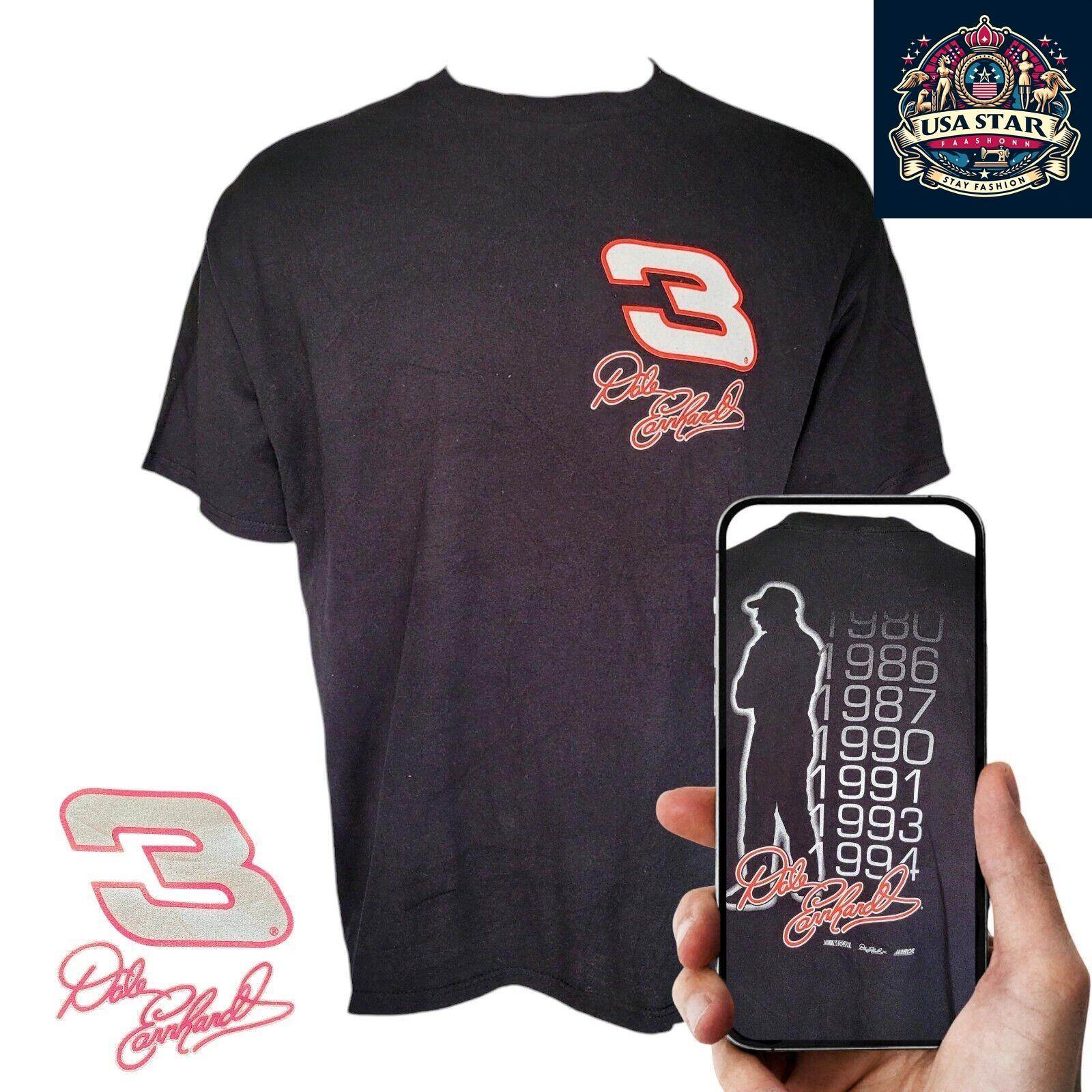 Dale Earnhardt T-Shirt XL Black – Vintage 3 Graphic, Soft Cotton, Comfortable Fit for Fans - USASTARFASHION