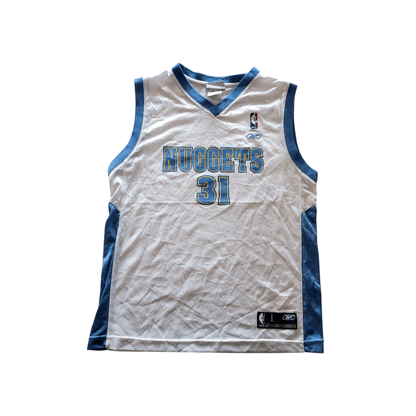 Denver Nuggets Jersey Nené 31 - Youth Large, Reebok NBA Team Apparel, White & Powder Blue - USASTARFASHION